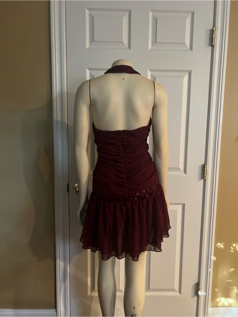 Aisleigh Sequin Halter Mini Dress Berry - Picture 13 of 14